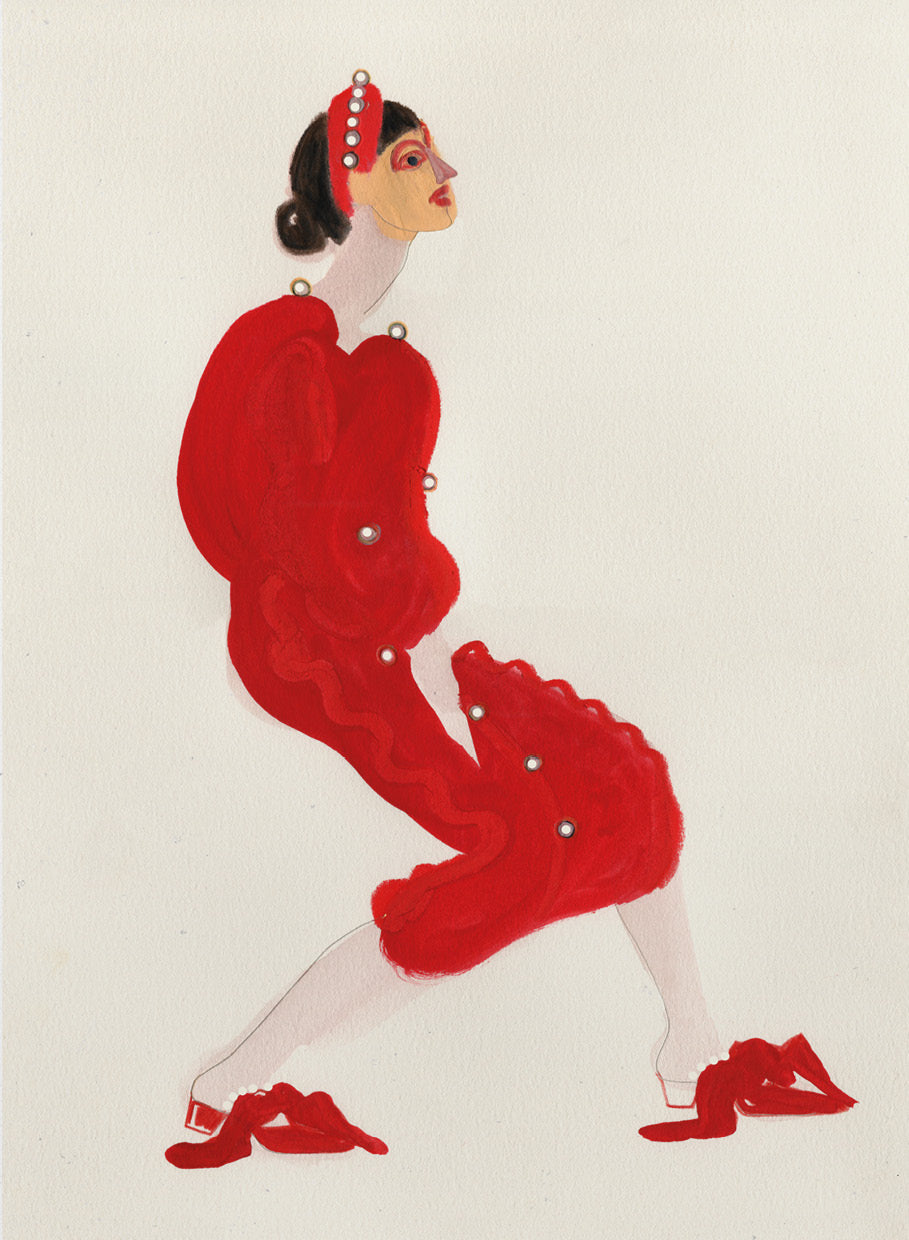 Red with Pearls